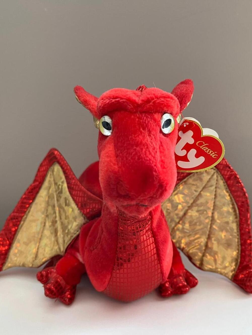 Ty Classics Collection “Fossils” the Red Dragon *Rare* (17 inch)